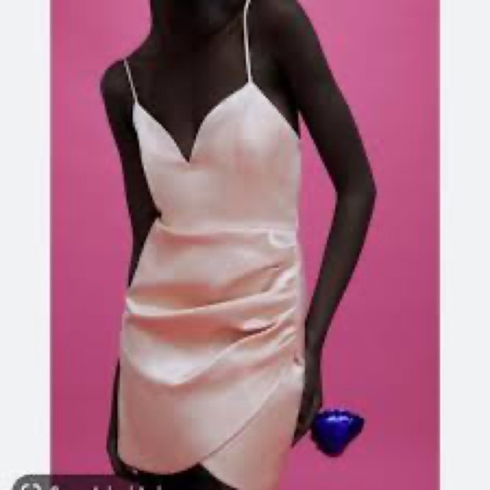 Elegant Pink Satin Dress Zara